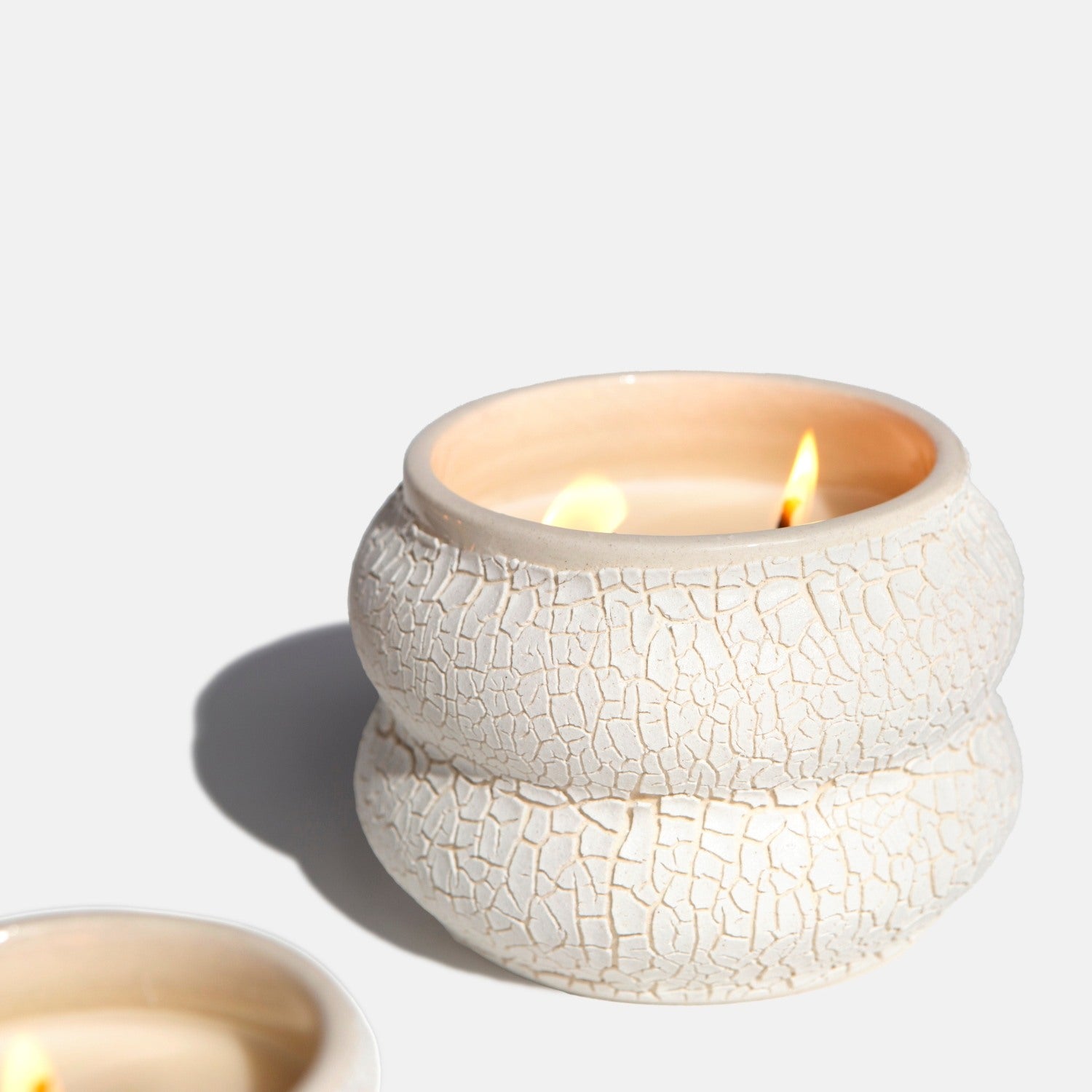 Ceramic Candle in Crawl Glaze