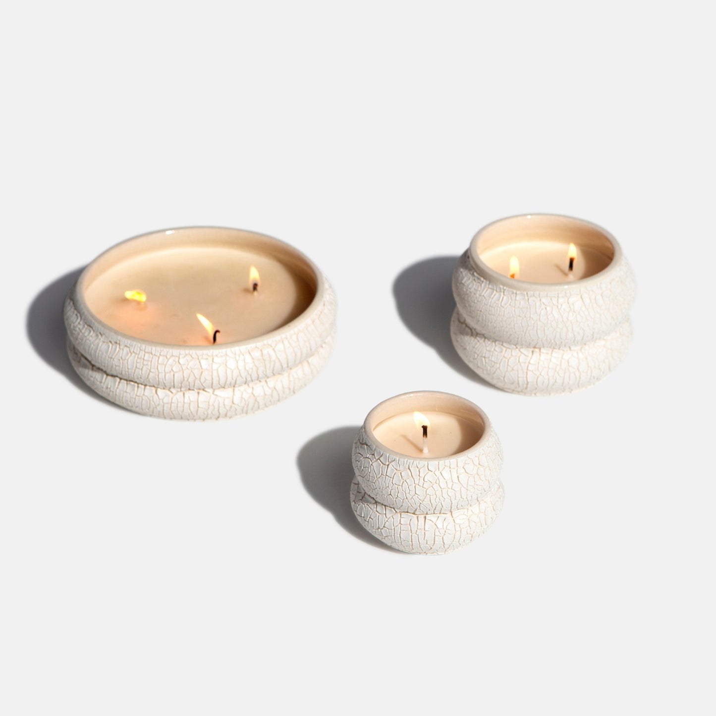 Ceramic Candle in Crawl Glaze