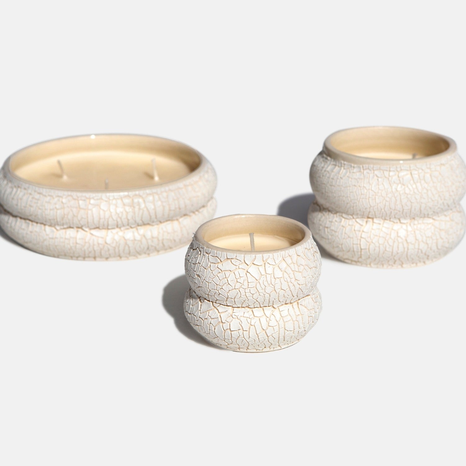 Ceramic Candle in Crawl Glaze